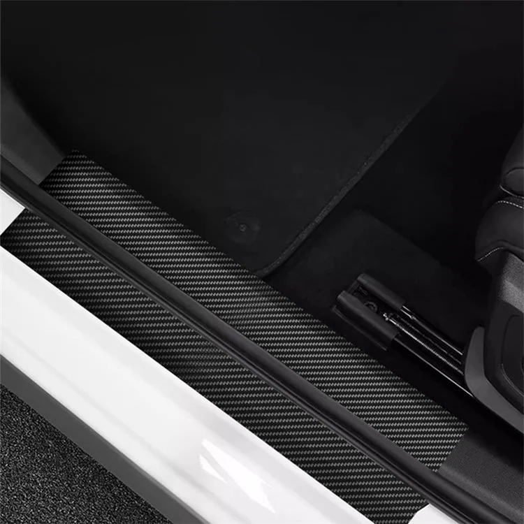 1304 4Pcs / Set Universal Car Door Sill Decorative Sticker Anti-scratch PVC Carbon Fiber Texture Decals - Black