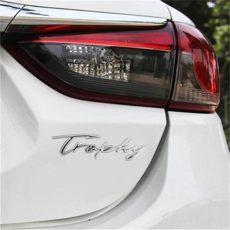 TROPHY Letter Aluminum Alloy Label Decor Self Adhesive Car Decal Sticker SUV Decoration - Silver