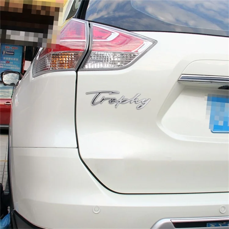 TROPHY Letter Aluminum Alloy Label Decor Self Adhesive Car Decal Sticker SUV Decoration - Silver