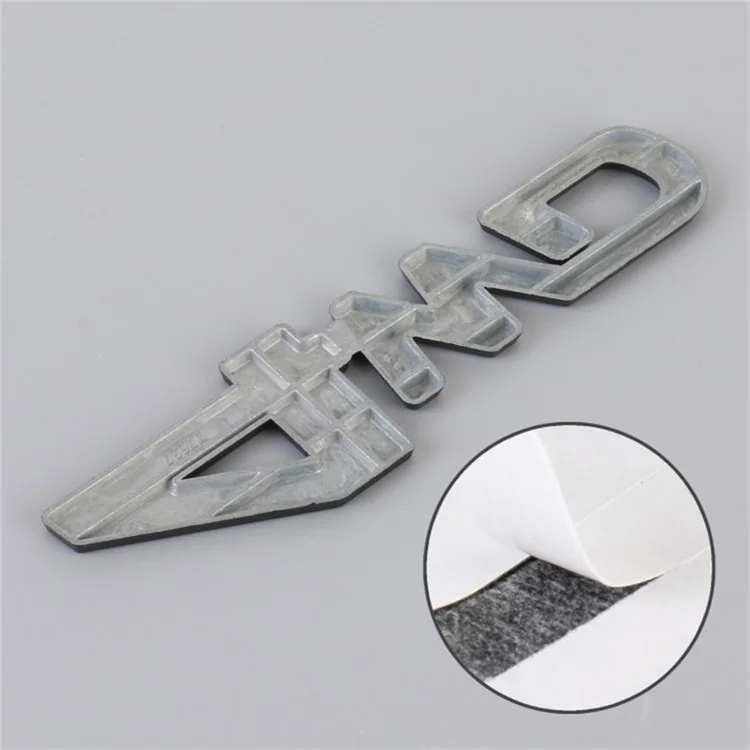 Aluminum Alloy Car Badge Sticker 4WD Letter Decal Universal Car Exterior Sticker - Black+Red