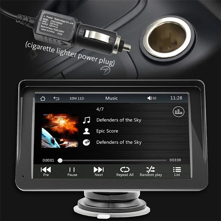 Lecteur de voiture portable avec écran tactile HD de 7,0 pouces W505E et télécommande à double fréquence 2,4 GHz / 5 GHz FM