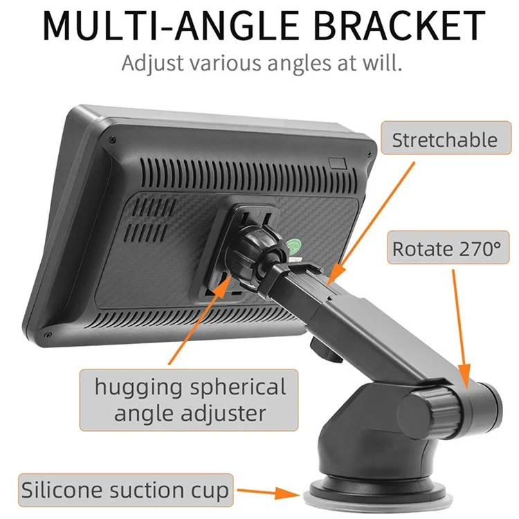 Lecteur de voiture portable avec écran tactile HD de 7,0 pouces W505E et télécommande à double fréquence 2,4 GHz / 5 GHz FM