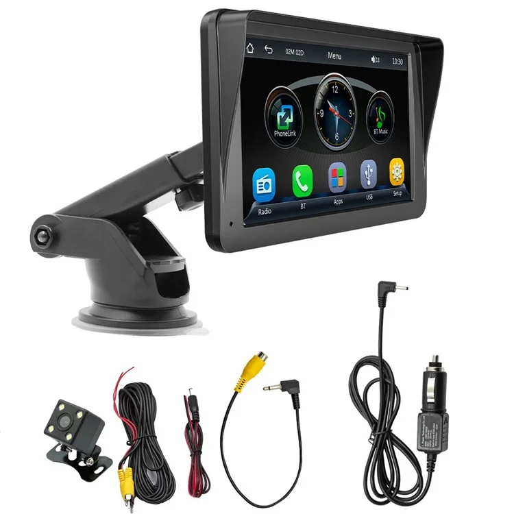 Reprodutor de FM Portátil para Carro W505B 2.4G / 5G Frequência Dupla com Tela de Toque HD de 7.0 Polegadas e Câmera 4LED