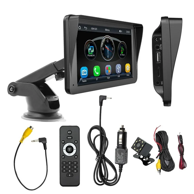 W505G 7-inch Car Bluetooth-compatible HD Video MP5 Player Wireless CarPlay Reverse Image Display with 8 LED Camera