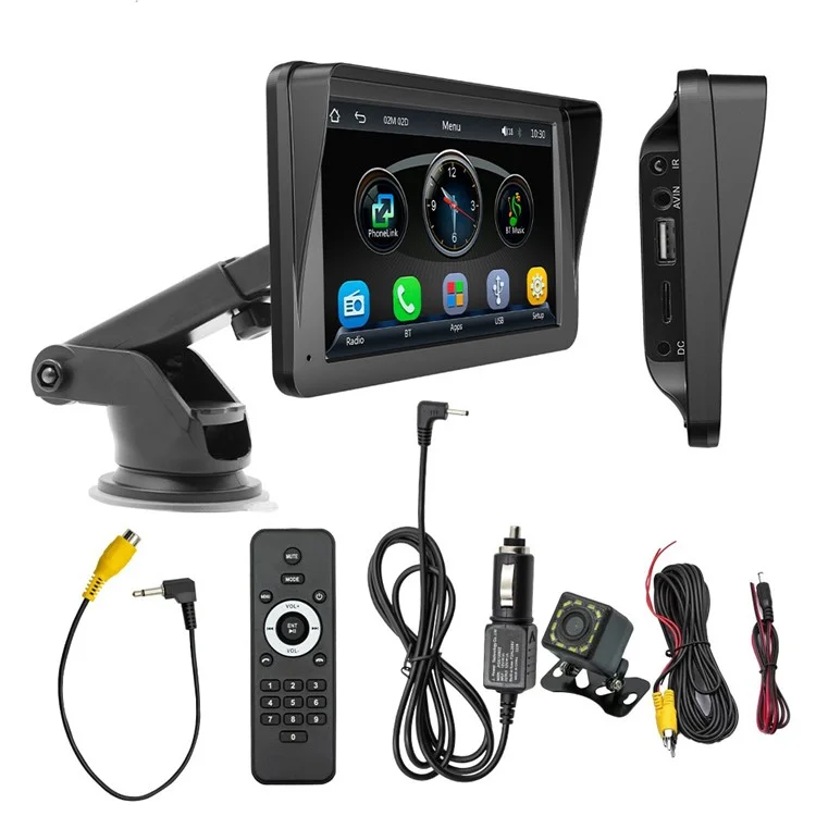W505H 7 pollici Bluetooth Car MP5 Player FM Radio CarPlay Wireless Immagine di inversione Display con 12 LED Telecamera