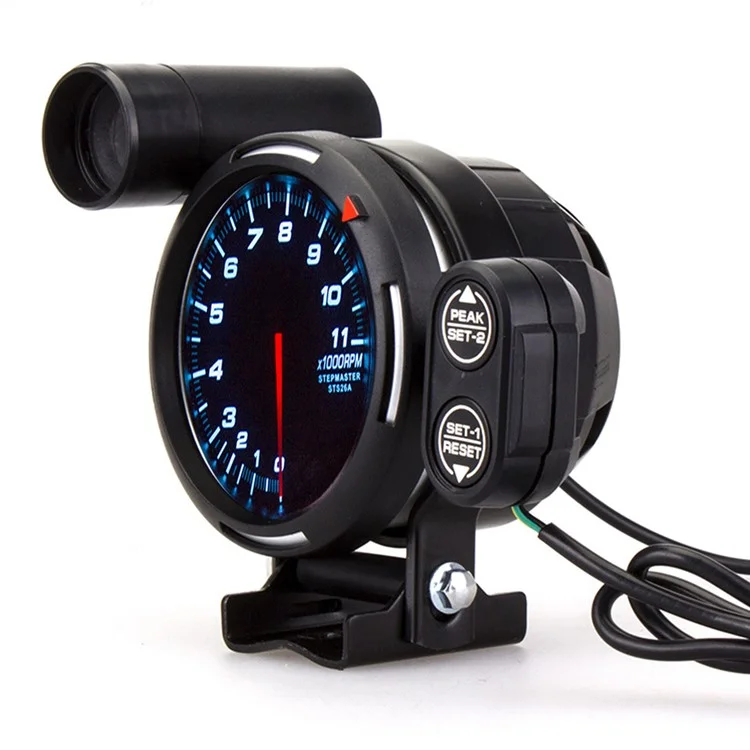 12V Modified Car Tachometer 3.15-inch 80mm 7-Color White Light Racing Tachometer