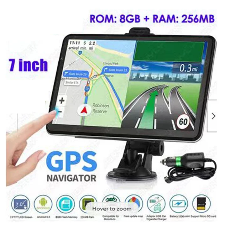 Navigateur GPS pour voiture RH-G105 Écran tactile 7 pouces 256 Mo+8 Go PND Guidage vocal par direction