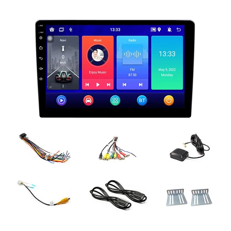 R-903A 9-inch Wireless Car Stereo with Carplay 1G+16GB Android 12 1080P Camera, GPS Navigation