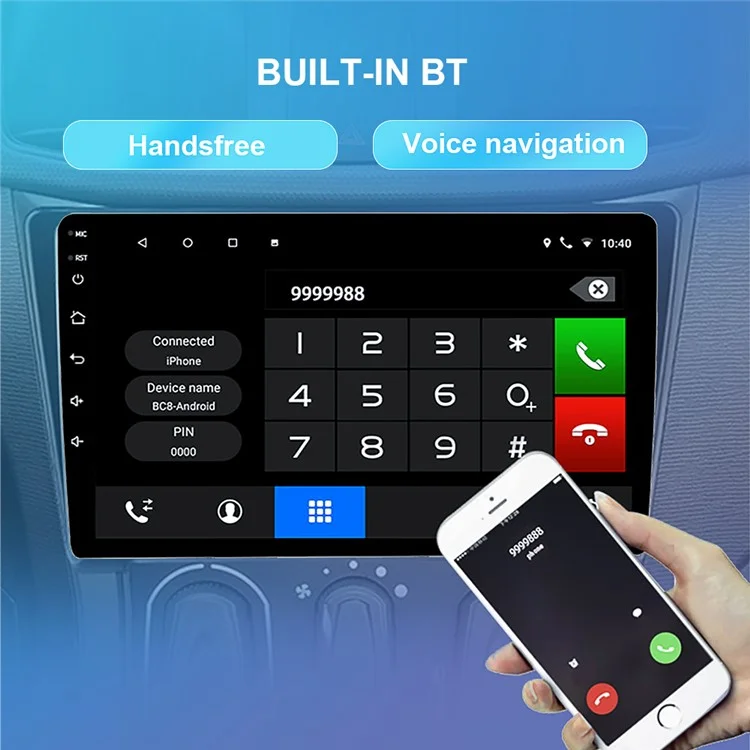 R-903A 9-inch Wireless Car Stereo con Carplay 1G+16GB Android 12 1080P Cámara, GPS Navegación