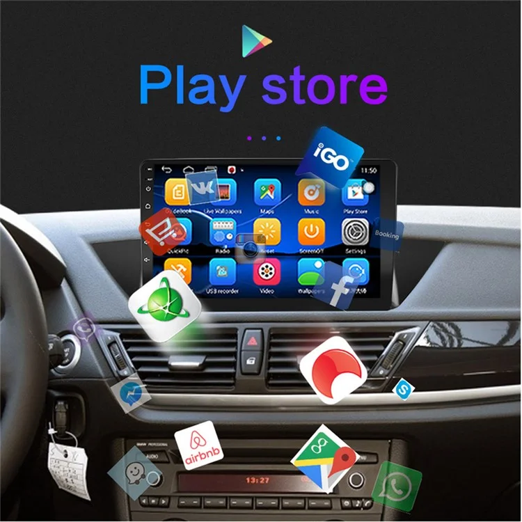 R-903A 9-inch Wireless Car Stereo con Carplay 1G+16GB Android 12 1080P Cámara, GPS Navegación