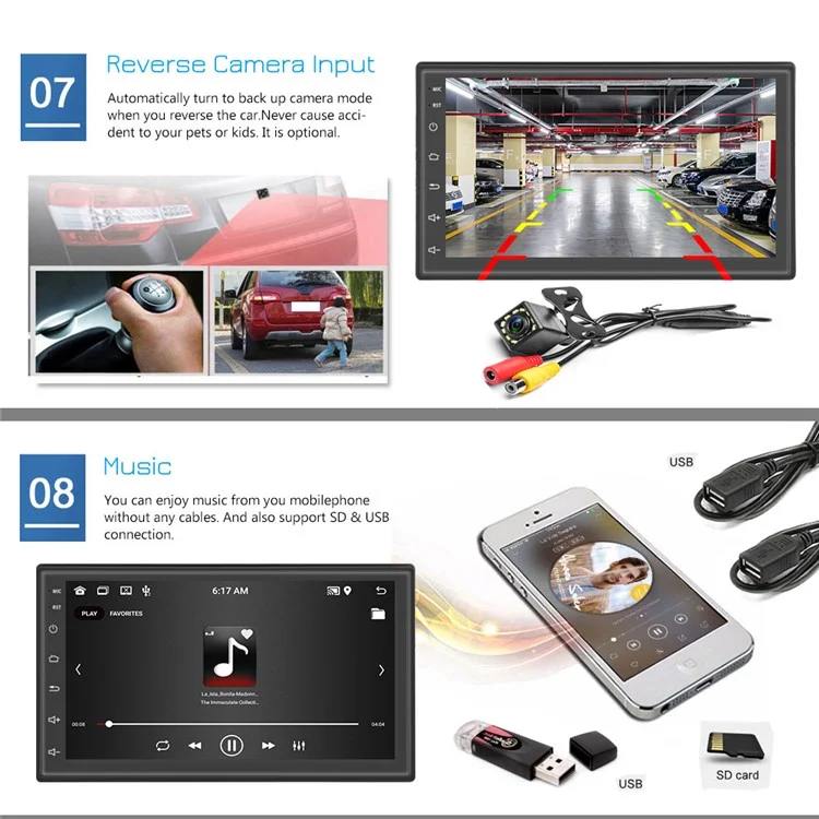 R-730F Android 12 Car GPS Navigation 2G+16GB Carplay Wifi Car Stereo Con Cámara de Respaldo de 12 Lados