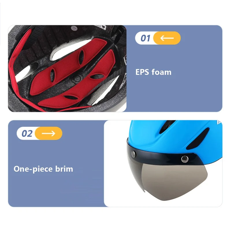 BACECAMP BC001 Cycling Safety Helmet with Integrated Goggles Motorcycle Helmet - Lake Blue