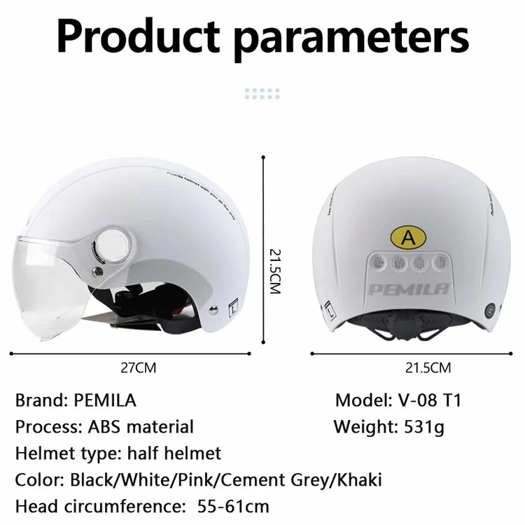 PEMILA V-08 T1 Bike Cycling Helmet Motorcycle Helmet with Clear Visor Panel, Size: L - Khaki