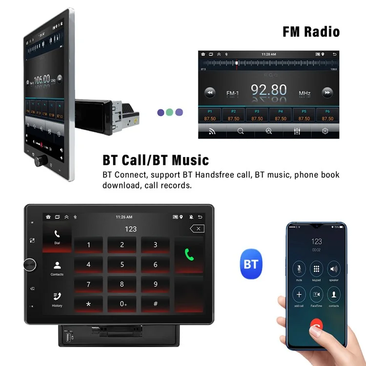 1531A 10.4 inch Carplay with Backup Camera Android 13 Touchscreen Car Radio with FM / Wifi / Mirror Link