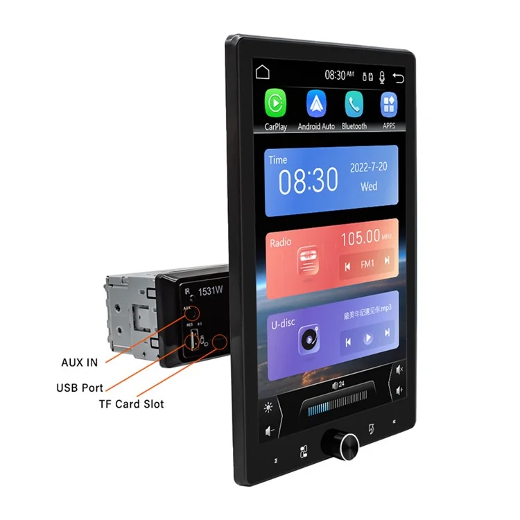 1531W 10.4-inch Carplay + Android Auto Bluetooth-compatible Navigation Multimedia Player Car FM Radio