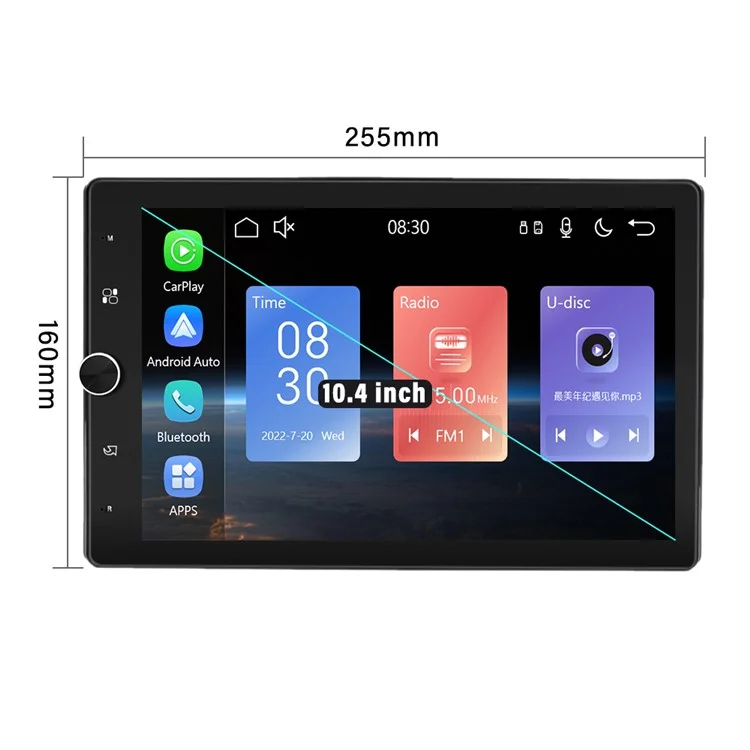 1531W 10.4-inch Carplay + Android Auto Bluetooth-compatible Navigation Multimedia Player Car FM Radio