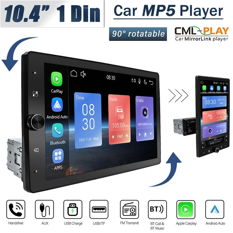 1531W 10.4-inch Carplay + Android Auto Bluetooth-compatible Navigation Multimedia Player Car FM Radio