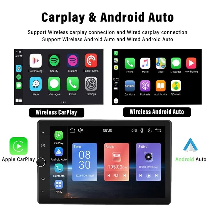 1531W 10.4-inch Carplay + Android Auto Bluetooth-compatible Navigation Multimedia Player Car FM Radio