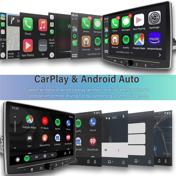 1313A Wireless CarPlay Car Stereo 10.1 Zoll CarPlay und Android Auto Bildschirm mit Rückfahrkamera