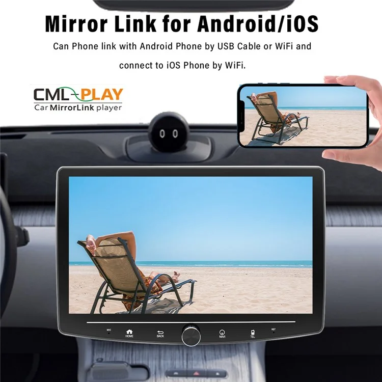 1313A Wireless CarPlay Car Stereo 10.1 Zoll CarPlay und Android Auto Bildschirm mit Rückfahrkamera