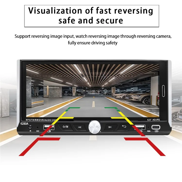 6280A 6.9-inch Android 13.0 Single Din Car MP5 Player CarPlay Android Auto FM Radio, 2+64G