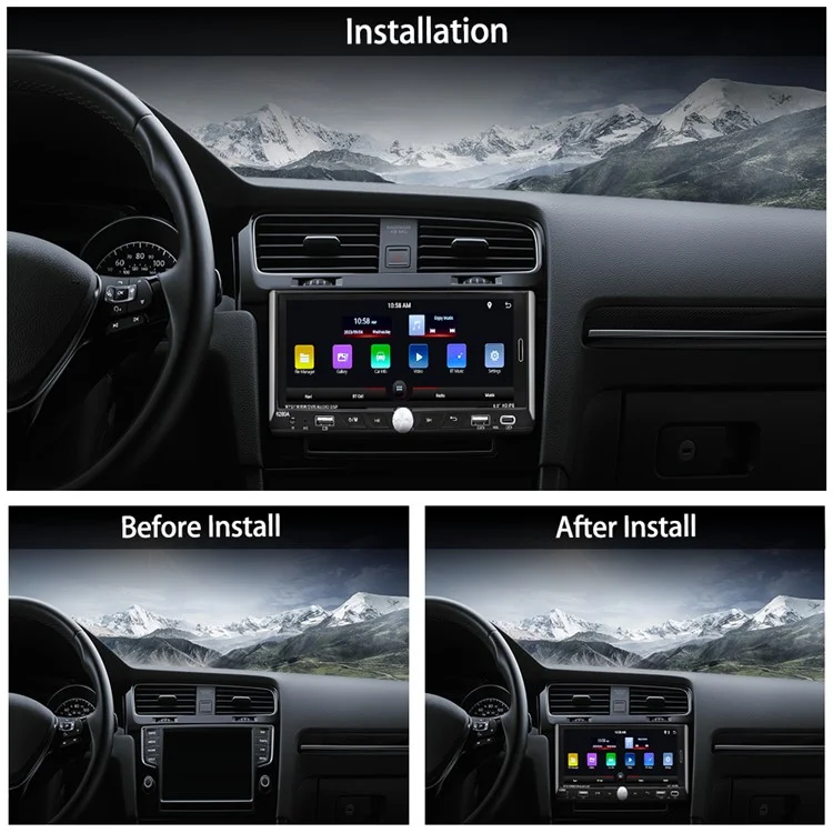 6280A 6.9-inch Android 13.0 Single Din Car MP5 Player CarPlay Android Auto FM Radio, 2+64G