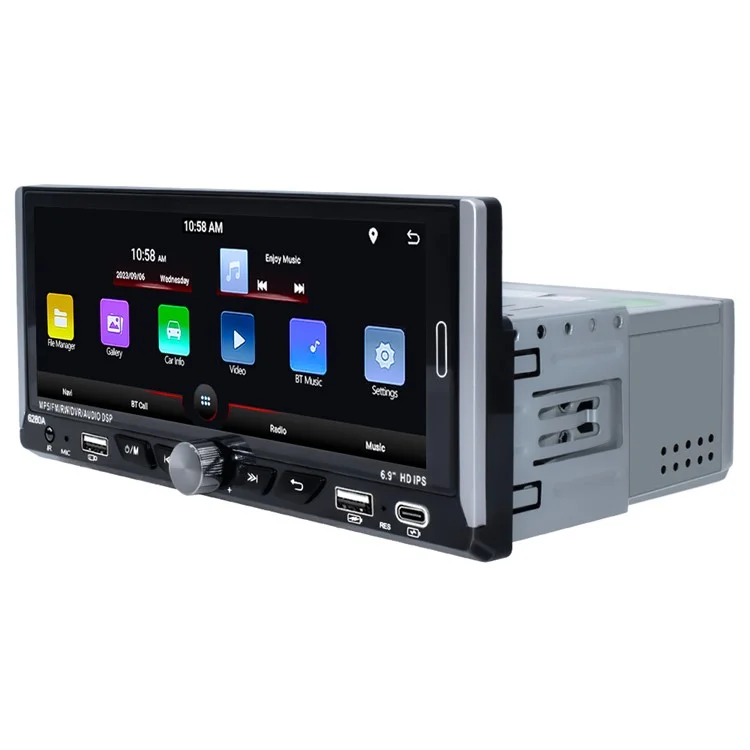6280A 6.9-inch Android 13.0 Single Din Car MP5 Player CarPlay Android Auto FM Radio, 2+64G