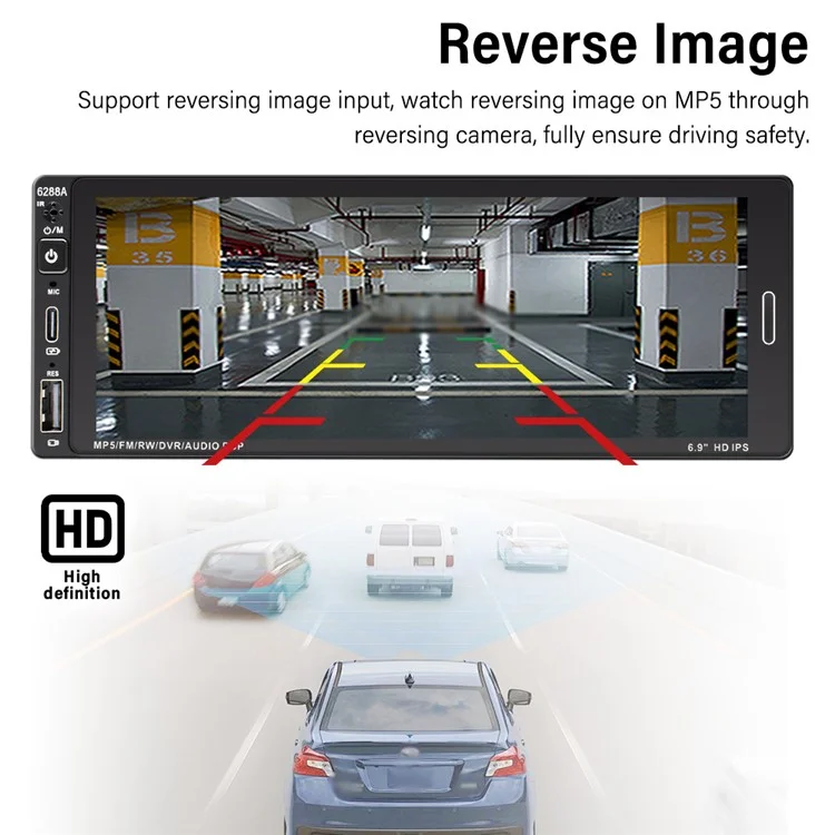 6288A 6.9-inch Android 12.0 2G+64G Touch Screen Car MP5 Player Carplay Android Auto Player