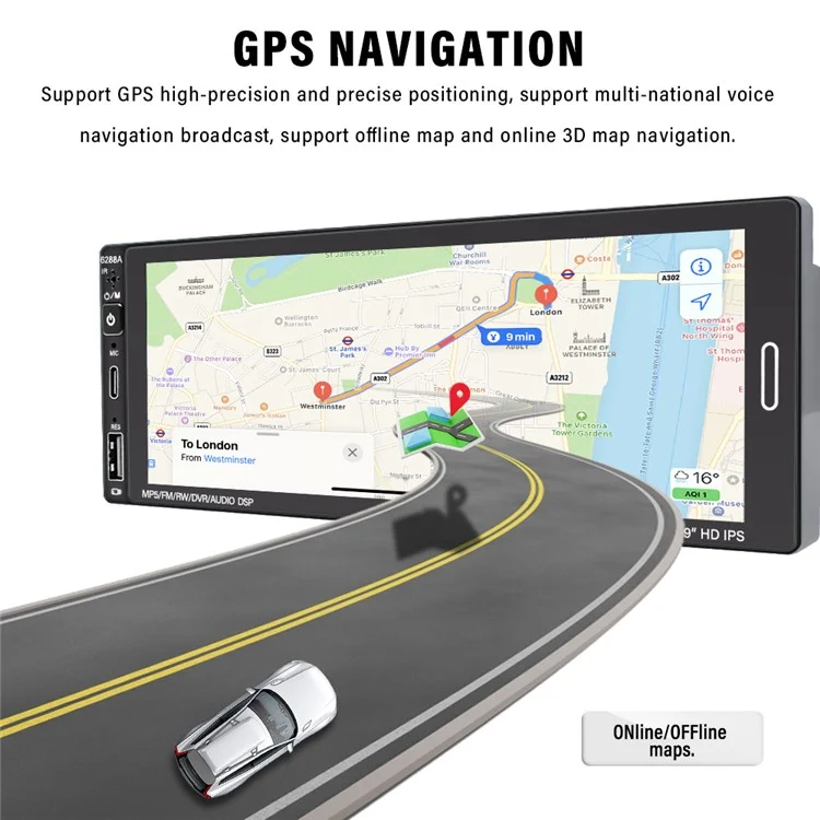 6288A 6.9-inch Android 12.0 2G+64G Touch Screen Car MP5 Player Carplay Android Auto Player