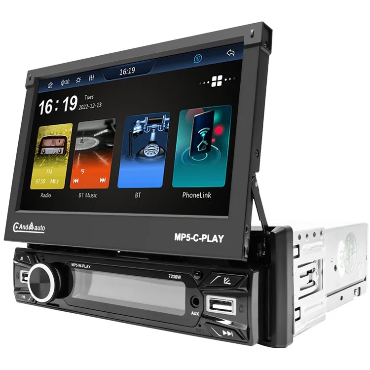 Voiture 7 pouces Écran électrique rétractable Lecteur de musique sans fil Carplay Console centrale (7230W) CE