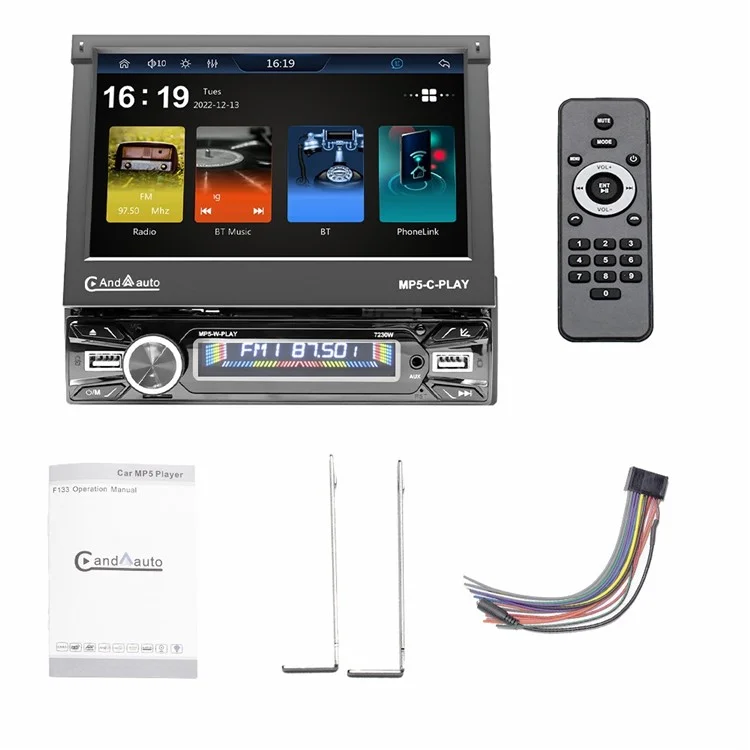 Voiture 7 pouces Écran électrique rétractable Lecteur de musique sans fil Carplay Console centrale (7230W) CE