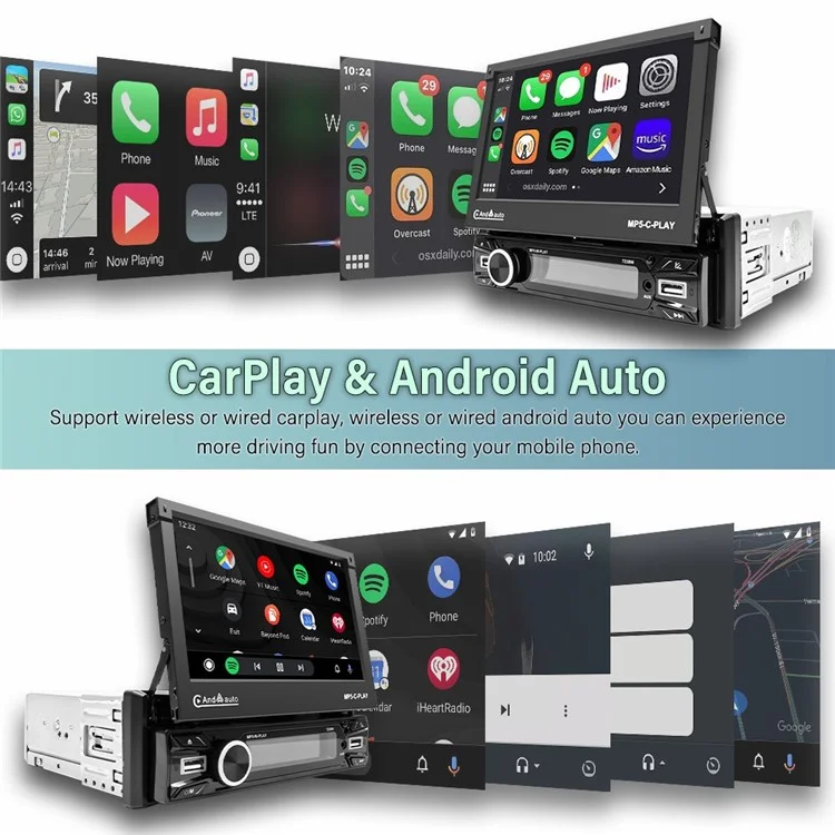 Voiture 7 pouces Écran électrique rétractable Lecteur de musique sans fil Carplay Console centrale (7230W) CE