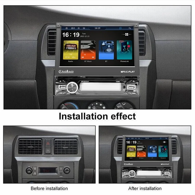 Voiture 7 pouces Écran électrique rétractable Lecteur de musique sans fil Carplay Console centrale (7230W) CE