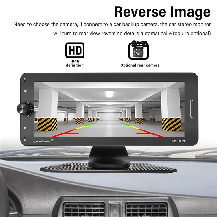 601W Wireless Car Player Reverse Camera Recorder 6.9 inch Touchscreen Portable Car Radio Receiver (CE Certificated)
