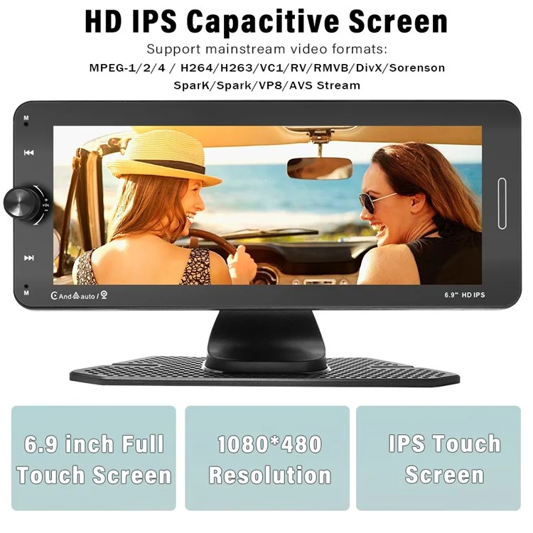 601W Wireless Car Player Reverse Camera Recorder 6.9 inch Touchscreen Portable Car Radio Receiver (CE Certificated)