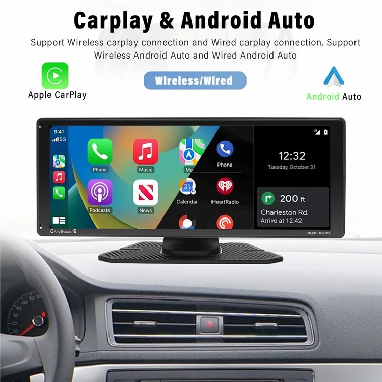 901W 10.26-дюймовый беспроводной кар-плеер Carplay Bluetooth MP5 с автомобильным FM-радио и камерой заднего вида