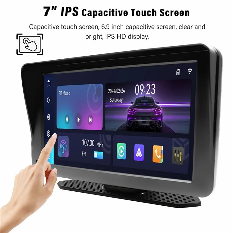 Автомобильная стереосистема 701W с 7-дюймовым экраном, Bluetooth, беспроводным CarPlay и камерой заднего вида
