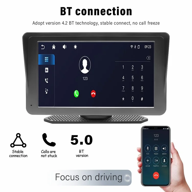 Автомобильная стереосистема 701W с 7-дюймовым экраном, Bluetooth, беспроводным CarPlay и камерой заднего вида