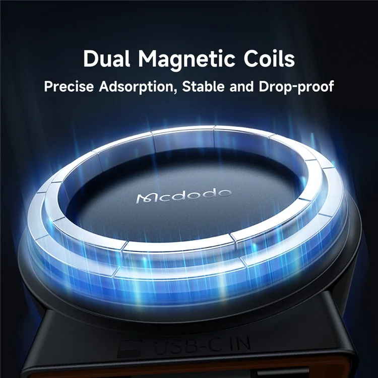 MCDODO CH-3000 Car Air Outlet 15W Magnetic Wireless Car Charger with Built-In Retractable Cable