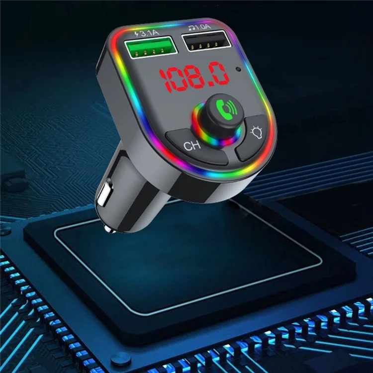 F6 Bluetooth-compatible 5.0 FM Transmitter Car Kit MP3 Player Wireless Handsfree Audio Receiver 3.1A Dual USB Fast Car Charger