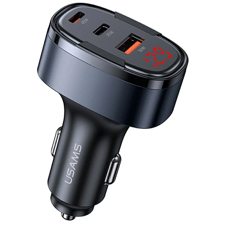 USAMS CC257 C42 100W Typ-c + USB + ip Three Ports Aluminiumlegierung Fast Car Ladegerät