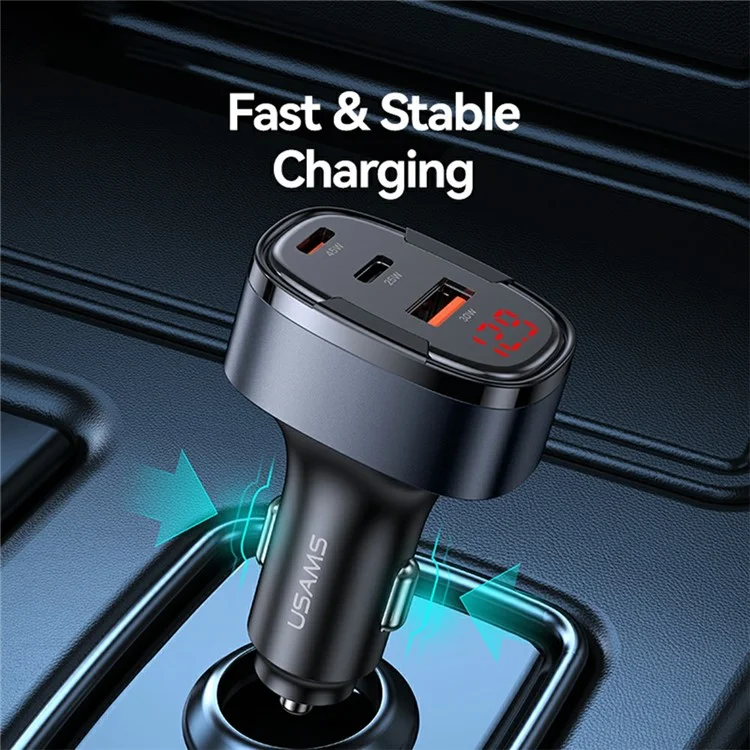 USAMS CC257 C42 100W Typ-c + USB + ip Three Ports Aluminiumlegierung Fast Car Ladegerät