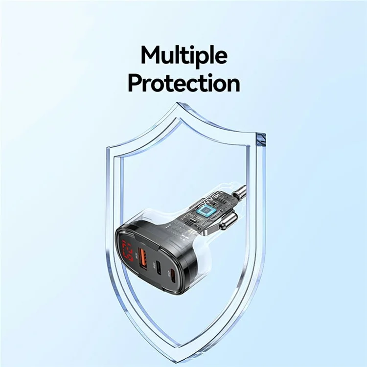 USAMS CC257 C42 100W Typ-c + USB + ip Three Ports Aluminiumlegierung Fast Car Ladegerät