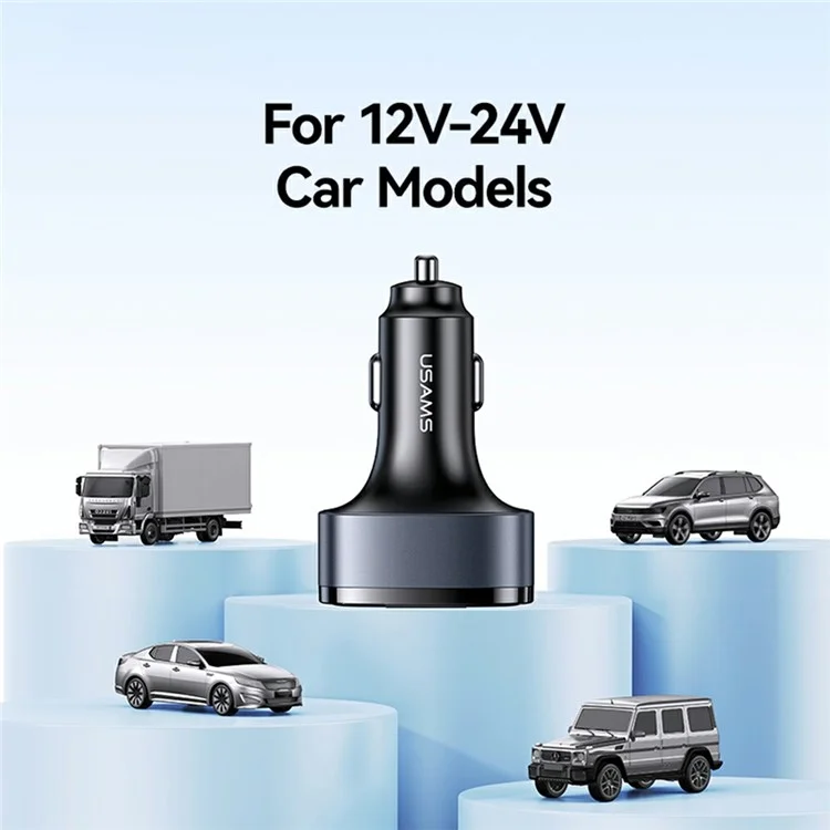 USAMS CC257 C42 100W Typ-c + USB + ip Three Ports Aluminiumlegierung Fast Car Ladegerät