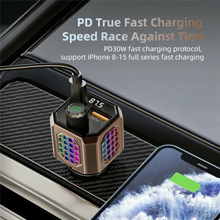 C70 Car Charger Adapter Zinc Alloy PD 30W Fast Charging Cigarette Lighter Compatible with All Phones