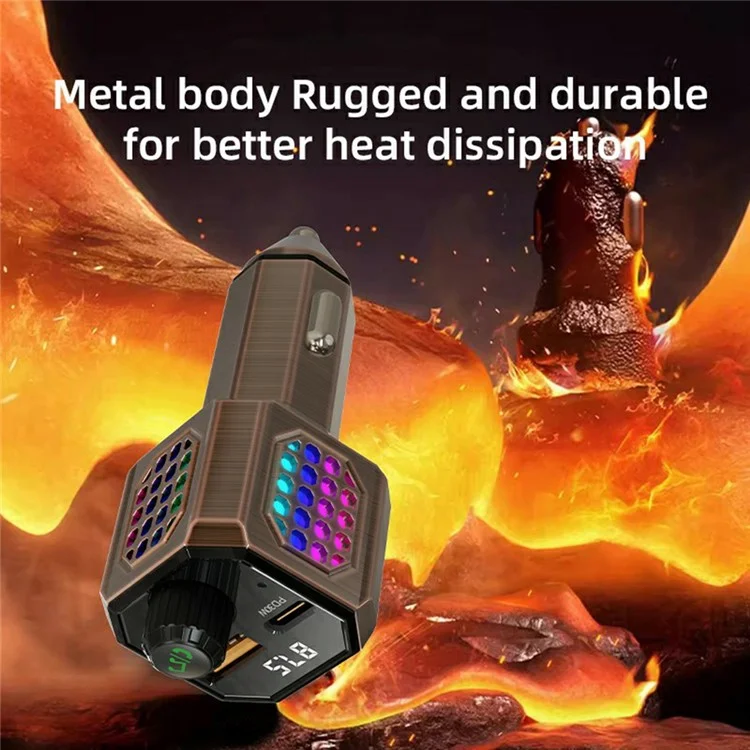 C70 Car Charger Adapter Zinc Alloy PD 30W Fast Charging Cigarette Lighter Compatible with All Phones