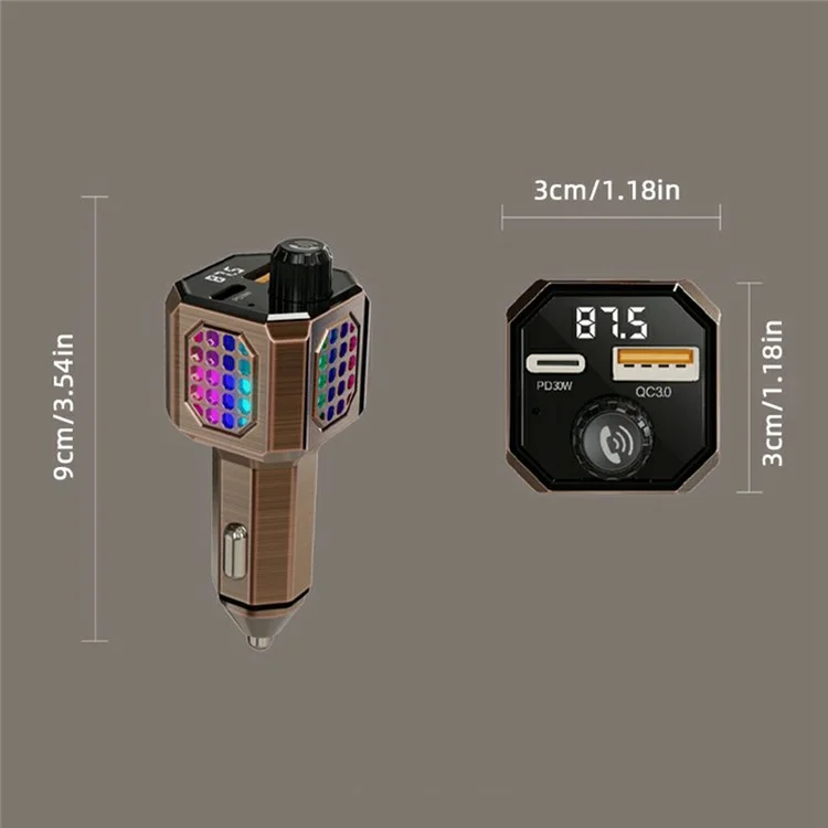 C70 Car Charger Adapter Zinc Alloy PD 30W Fast Charging Cigarette Lighter Compatible with All Phones