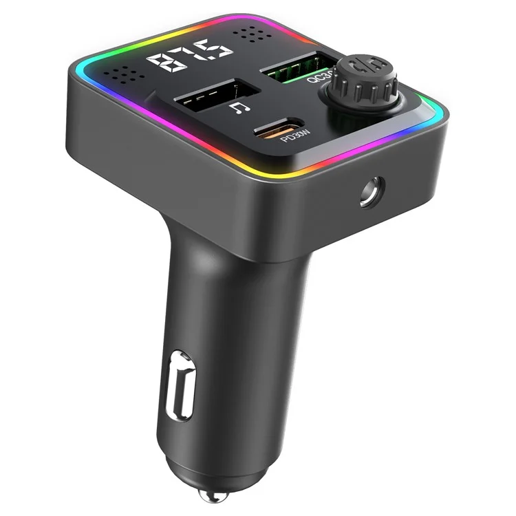 C71 Bluetooth-compatible Car Charger 3-in-1 PD 30W Cigarette Lighter Charger Adapter with FM Transmitter