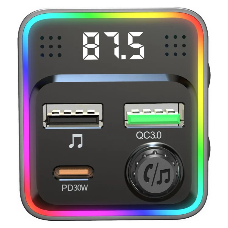 C71 Bluetooth-compatible Car Charger 3-in-1 PD 30W Cigarette Lighter Charger Adapter with FM Transmitter