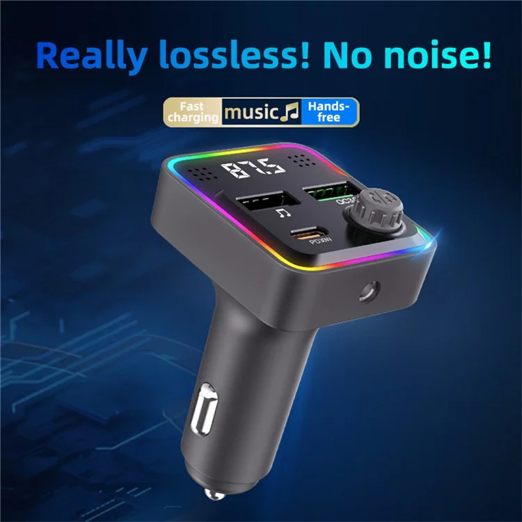 C71 Bluetooth-compatible Car Charger 3-in-1 PD 30W Cigarette Lighter Charger Adapter with FM Transmitter